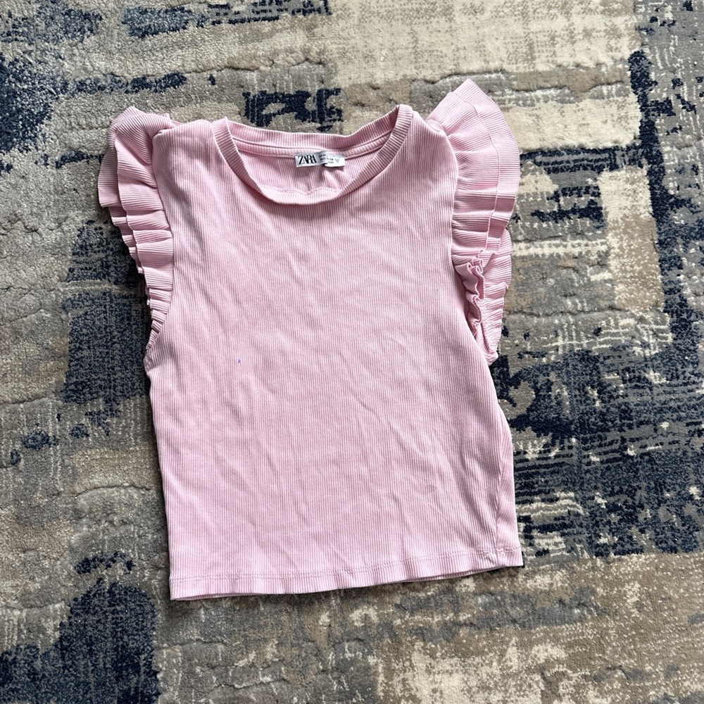 Zara Light Pink Ruffled Sleeve Crop Top